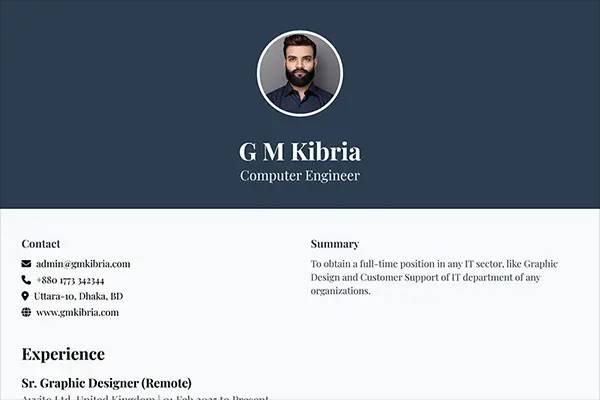 classic-dark kibria resume builder