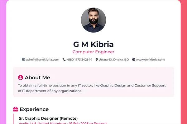 creative-pink kibria resume builder