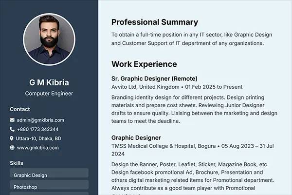 professional-split kibria resume builder