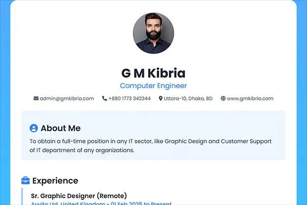 ocean-blue kibria resume builder