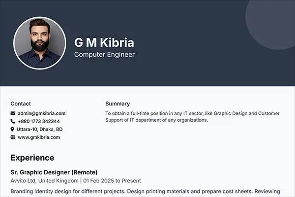nature-fresh kibria resume builder