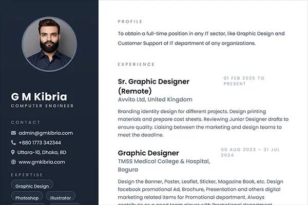 slate-sidebar kibria resume builder