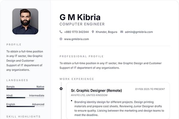 Minimalist-02 kibria resume builder